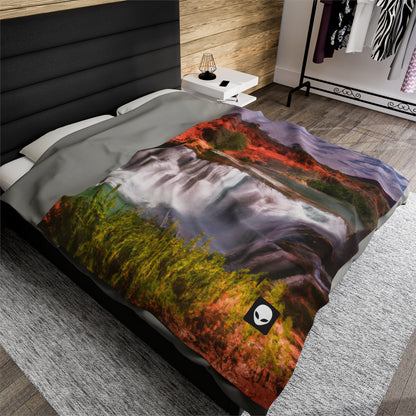 „Die Schönheit der Natur einfangen: Eine ikonische Landschaft in lebendiger Kunst gestalten“ – The Alien Velveteen Plush Blanket