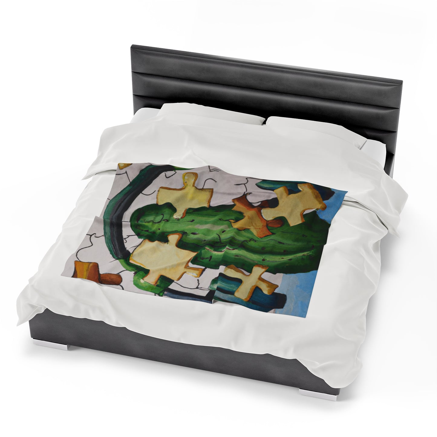 "Cactified Puzzle Time" - The Alien Velveteen Plush Blanket