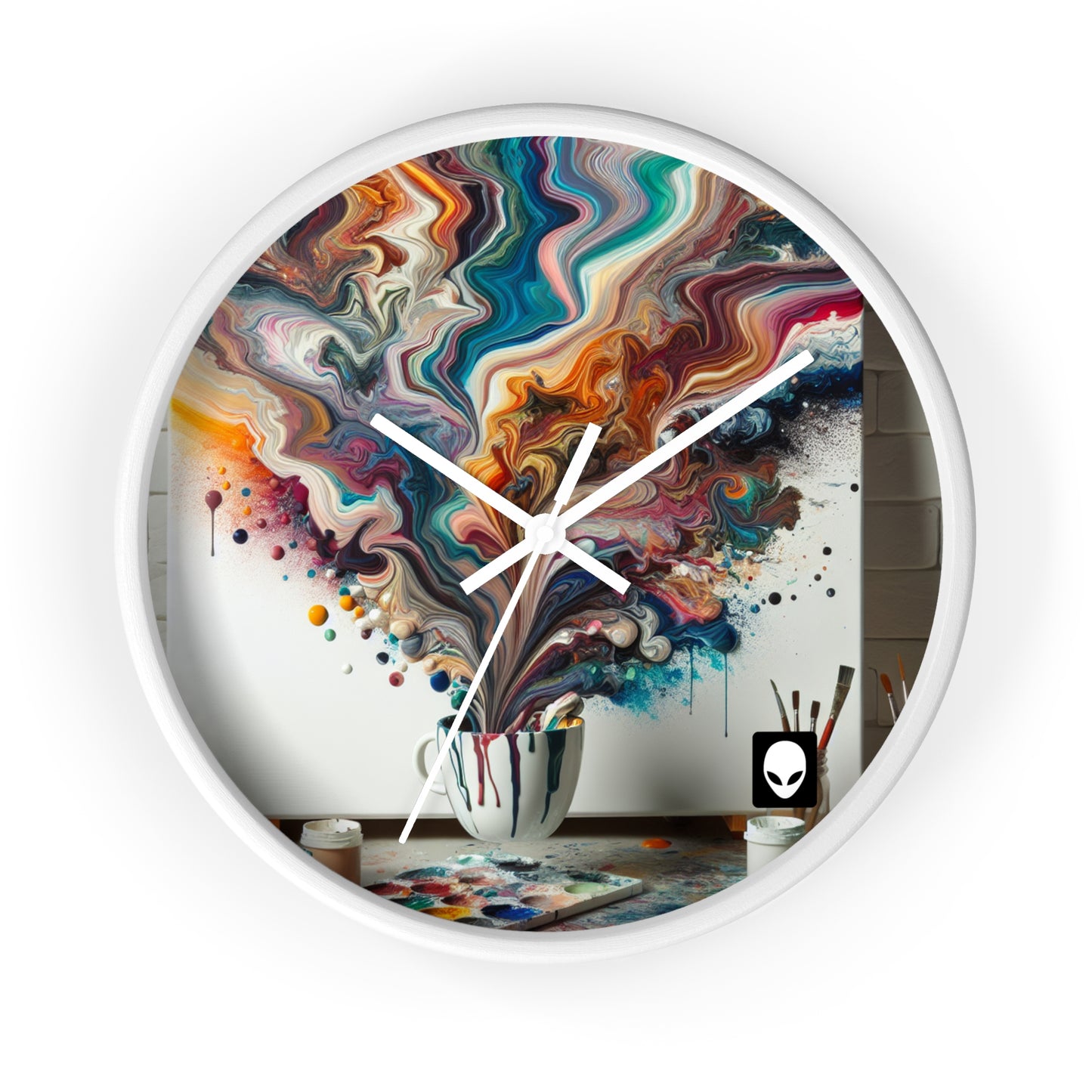 "A Paint Poured Paradise: Acrylic Pouring Art" - The Alien Wall Clock Acrylic Pouring Style