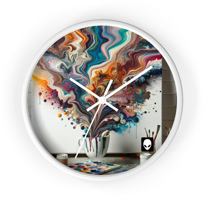 „Ein aus Farbe gegossenes Paradies: Acryl-Gießkunst“ – Die Alien-Wanduhr im Acryl-Gießstil