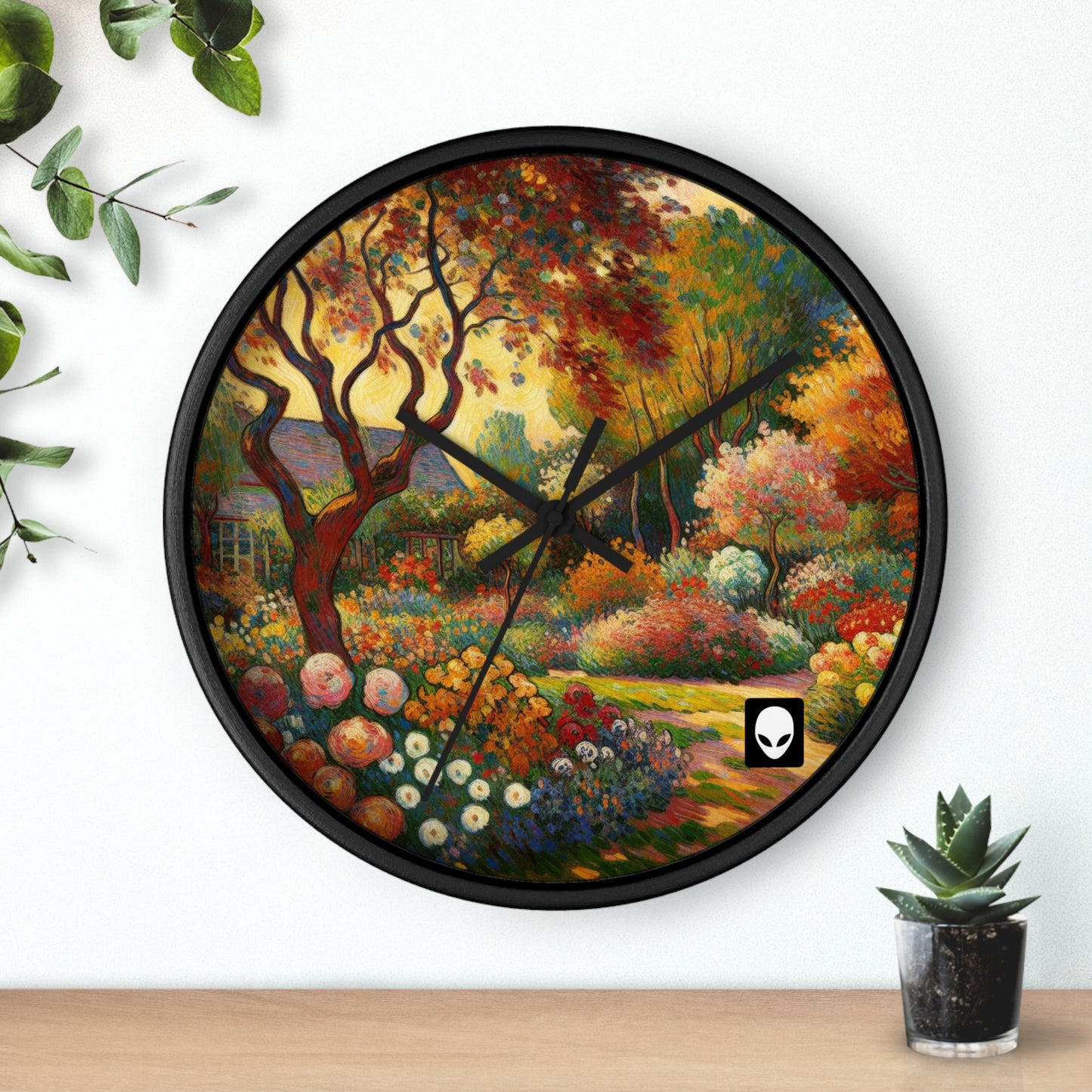 "Fauvist Garden Oasis" - The Alien Wall Clock Fauvism Style