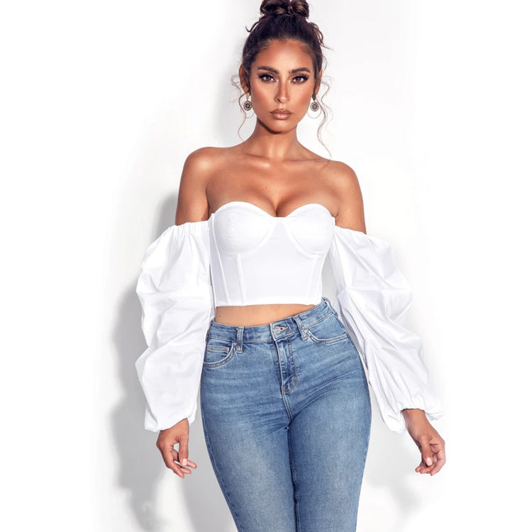 Women Clothing Irregular Asymmetric Long Sleeve Shirts Sexy Crop-top Short Top Women