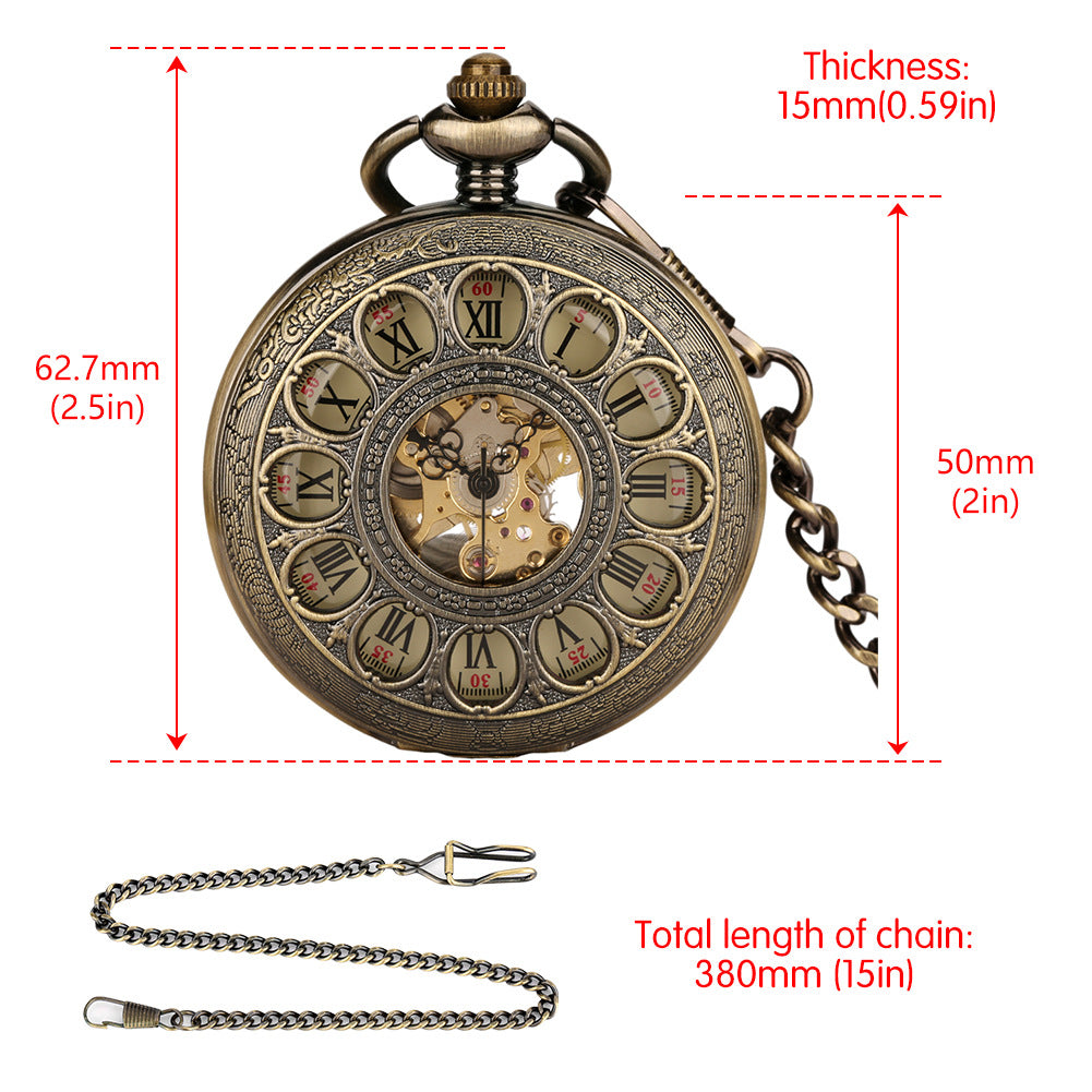 Mechanische Taschenuhr mit hohler Kürbiskugel-Klappfunktion