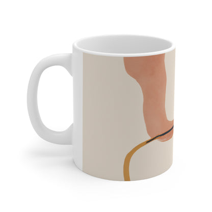 "Contraste geométrico: exploración del color a través de la geometría" - Taza de cerámica The Alien de 11 oz