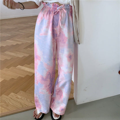 Pantalones anchos con efecto tie-dye