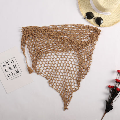 Sommer Hand Häkeln Strand Dreieck Schal Sexy Fishnet Shell Sonnenschutz Strand Handtuch