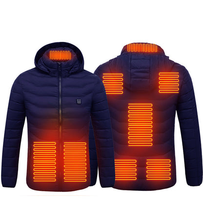 Chaqueta acolchada con calefacción para hombre, abrigo con calefacción eléctrica, capucha aislada, cortavientos, 9 zonas de calor