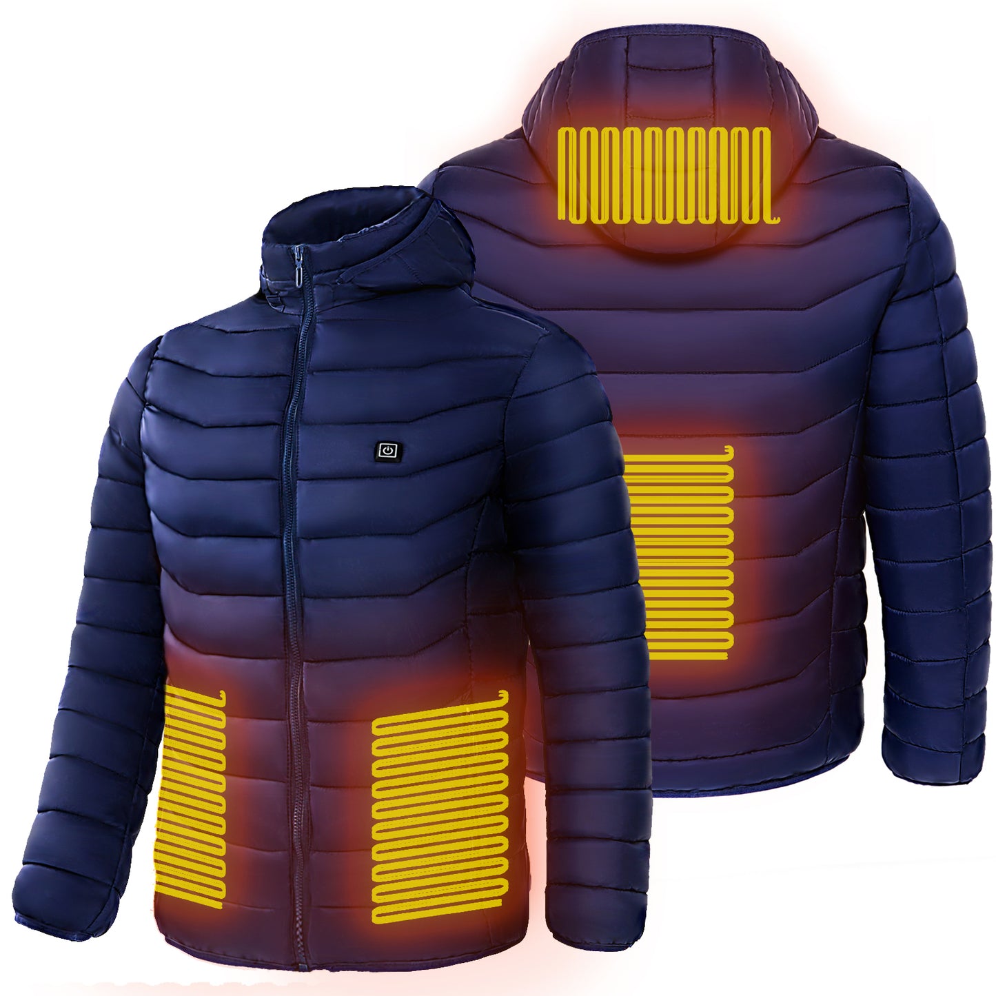 Chaqueta acolchada con calefacción para hombre, abrigo con calefacción eléctrica, capucha aislada, cortavientos, 9 zonas de calor