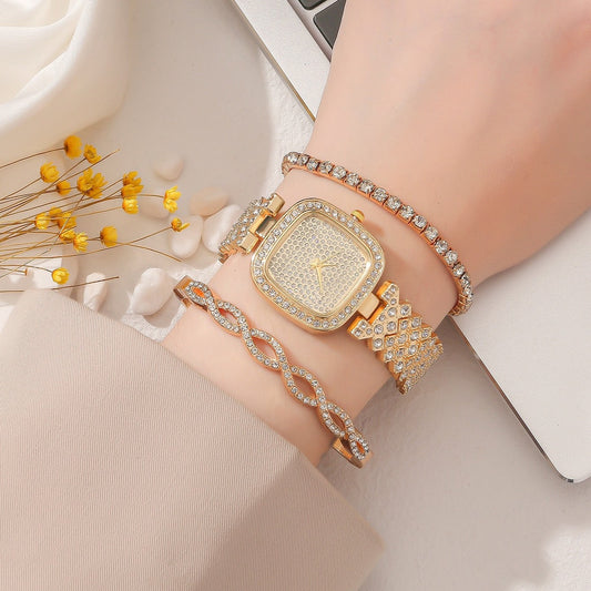Women's Square Diamond Bracelet Fashion Quartz Watch
