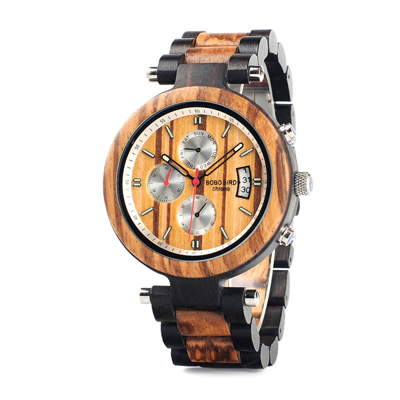 Reloj casual de negocios de moda de grano de madera para hombres