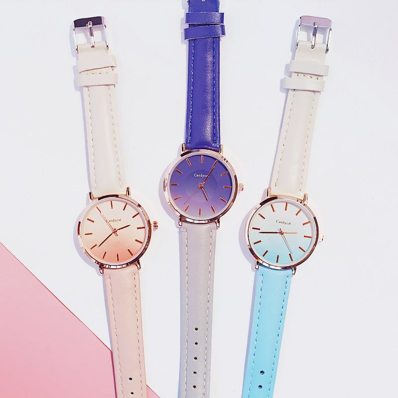 Conjunto de pulsera de reloj de cuarzo con cinturón degradado de moda para mujer