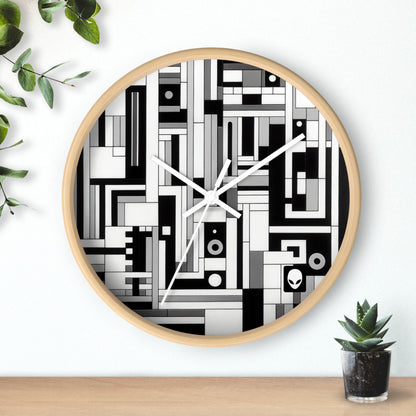 "De Stijl in Black and White" - The Alien Wall Clock De Stijl Style