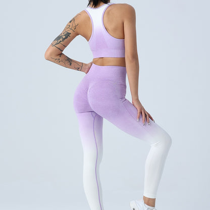 Conjunto de sujetador de chaleco de punto con pantalones de yoga