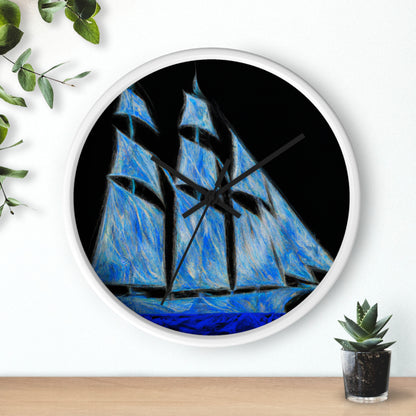 "El velero azul y las velas blancas: Una aventura de libertad en el mar" - The Alien Wall Clock