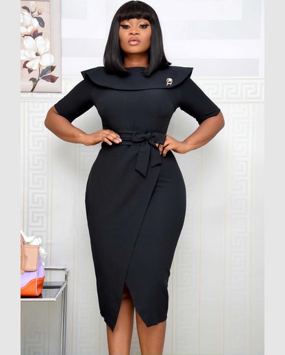 Women Clothing Solid Color Professional Office Dress Dress