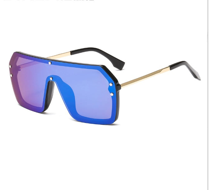 Gafas de sol de gran tamaño Estilo de moda Gafas de sol cuadradas Una pieza Lente de espejo UV400 Mujeres Hombres Marcas