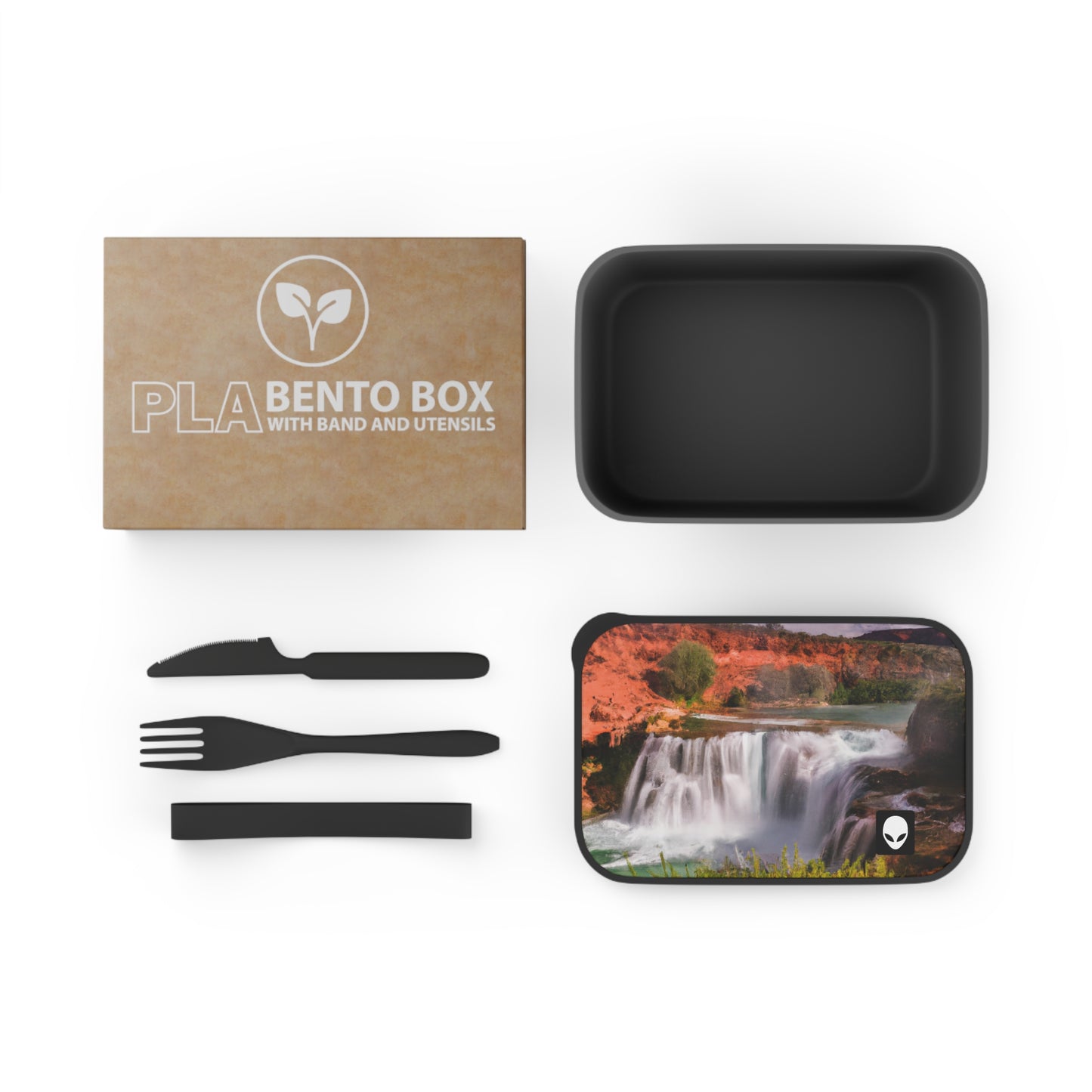 „Die Schönheit der Natur einfangen: Eine ikonische Landschaft in lebendiger Kunst gestalten“ – Die umweltfreundliche PLA-Bento-Box von Alien mit Band und Utensilien