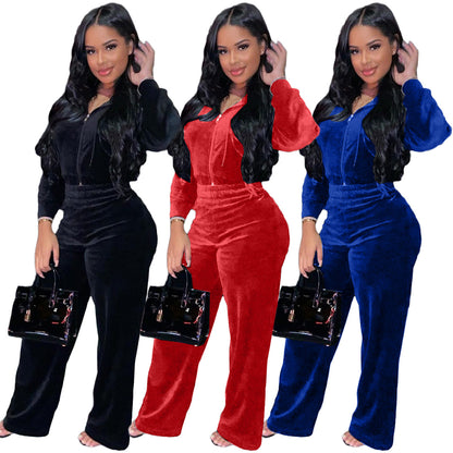 Women Casual Wide Leg Pants Sports Suit