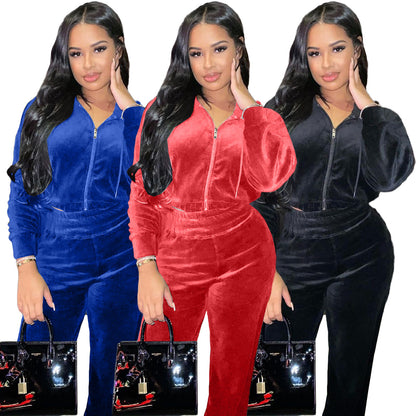 Women Casual Wide Leg Pants Sports Suit