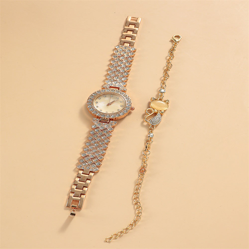 Round Diamond Bracelet Watch Luxury Fashion Gift Box