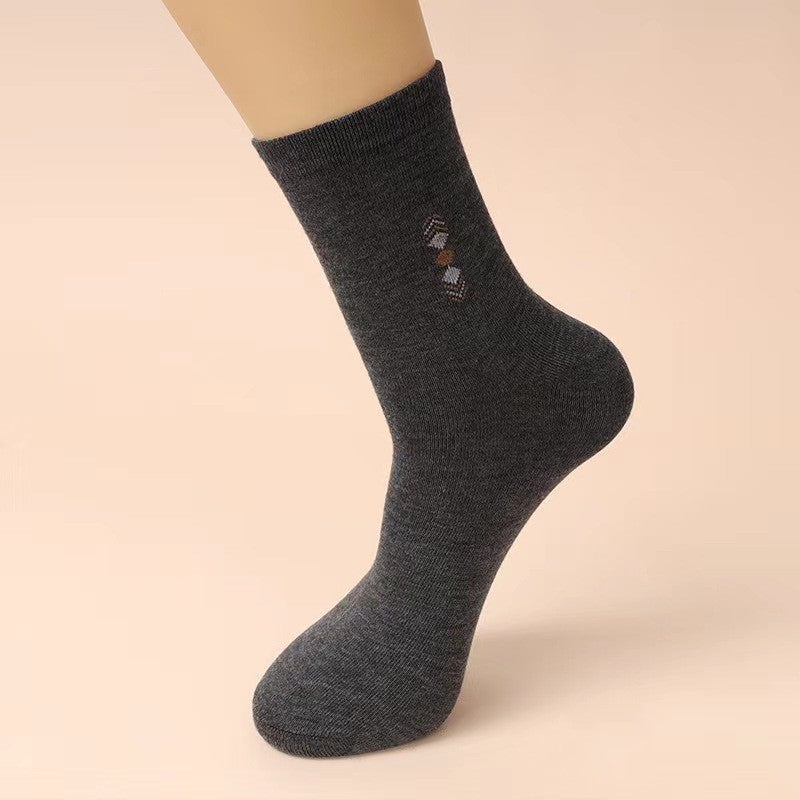 Men's Autumn And Winter Mid-calf Length Socks Black Wear-resistant Four Seasons