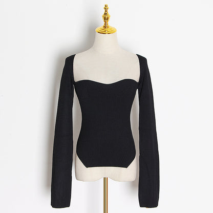 Spring Summer pirational Sexy Arc Hem Side Slit Inner Sweater Sweater