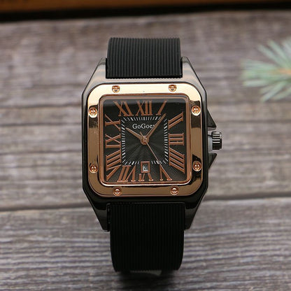 Square Men's Tape Watch Roman Scale