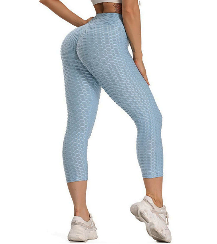 Kurze, hoch taillierte Yogahose für Damen, Bubble Hip Butt Lifting-Leggings