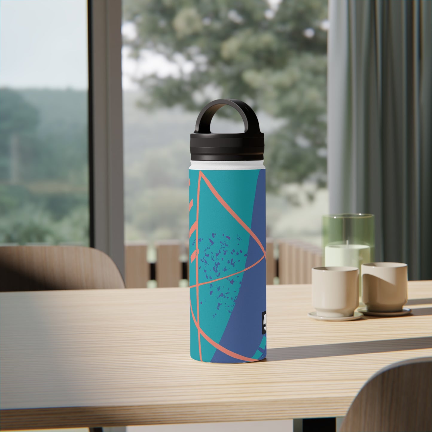 Geometric Artistry: An Exploration of Color and Form - The Alien Stainless Steel Water Bottle, Handle Lid