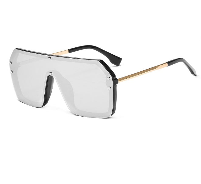 Gafas de sol de gran tamaño Estilo de moda Gafas de sol cuadradas Una pieza Lente de espejo UV400 Mujeres Hombres Marcas