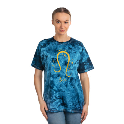 Signo del zodiaco Leo: camiseta con efecto tie-dye alienígena, cristal