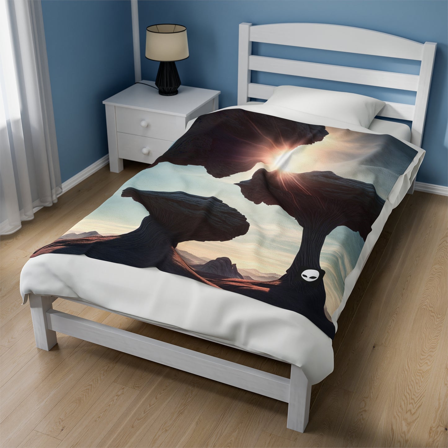 "Alien Landscape Odyssey" - The Alien Velveteen Plush Blanket