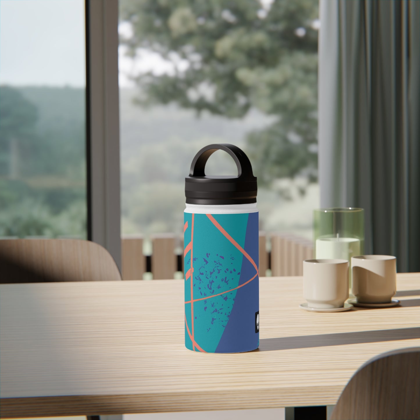 Geometric Artistry: An Exploration of Color and Form - The Alien Stainless Steel Water Bottle, Handle Lid