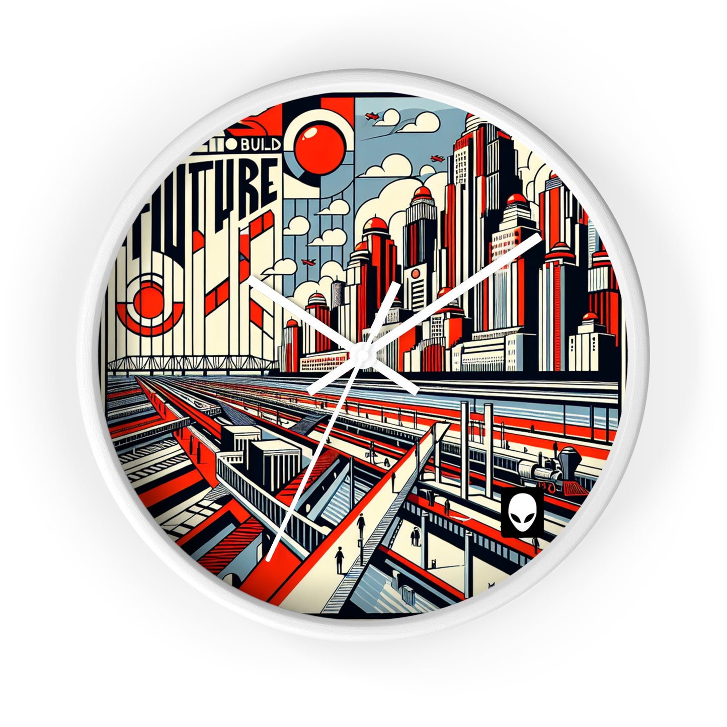 "Constructing Ideas: A Typographic Landscape" - The Alien Wall Clock Constructivism Style