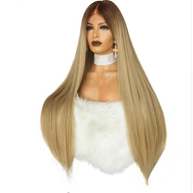 Lace Wig Linen Gradient Long Straight Hair