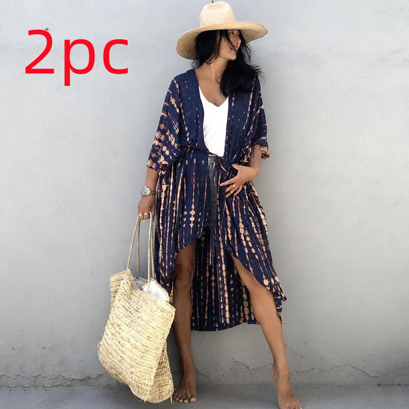 Polyester Ladies Sun Protection Resort Beach Dress Cover Up