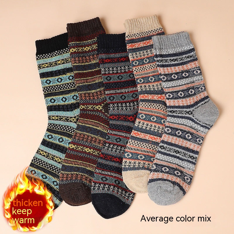 Mid-calf Length Men's Socks Retro Ethnic Style