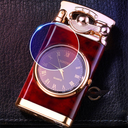 New Lighter With Electric Watch Rocker Arm Automatic Ignition Straight Blue Flame Lighter Creative Real Dial Inflatable Windproof Lighter Men's Watch Gift