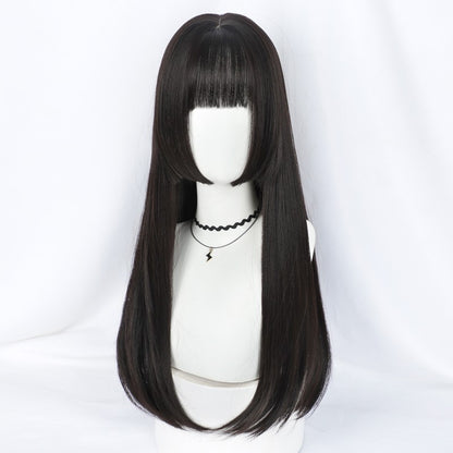 Straight Wig Women's Mid-length Hair Natural Full Headgear