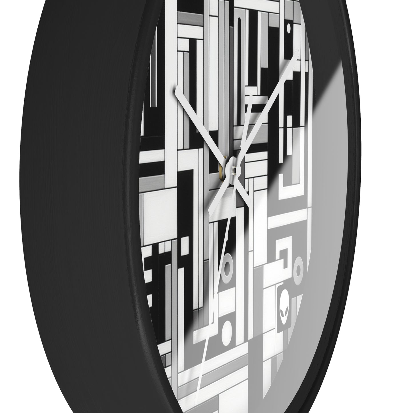 "De Stijl en blanco y negro" - El reloj de pared alienígena Estilo De Stijl