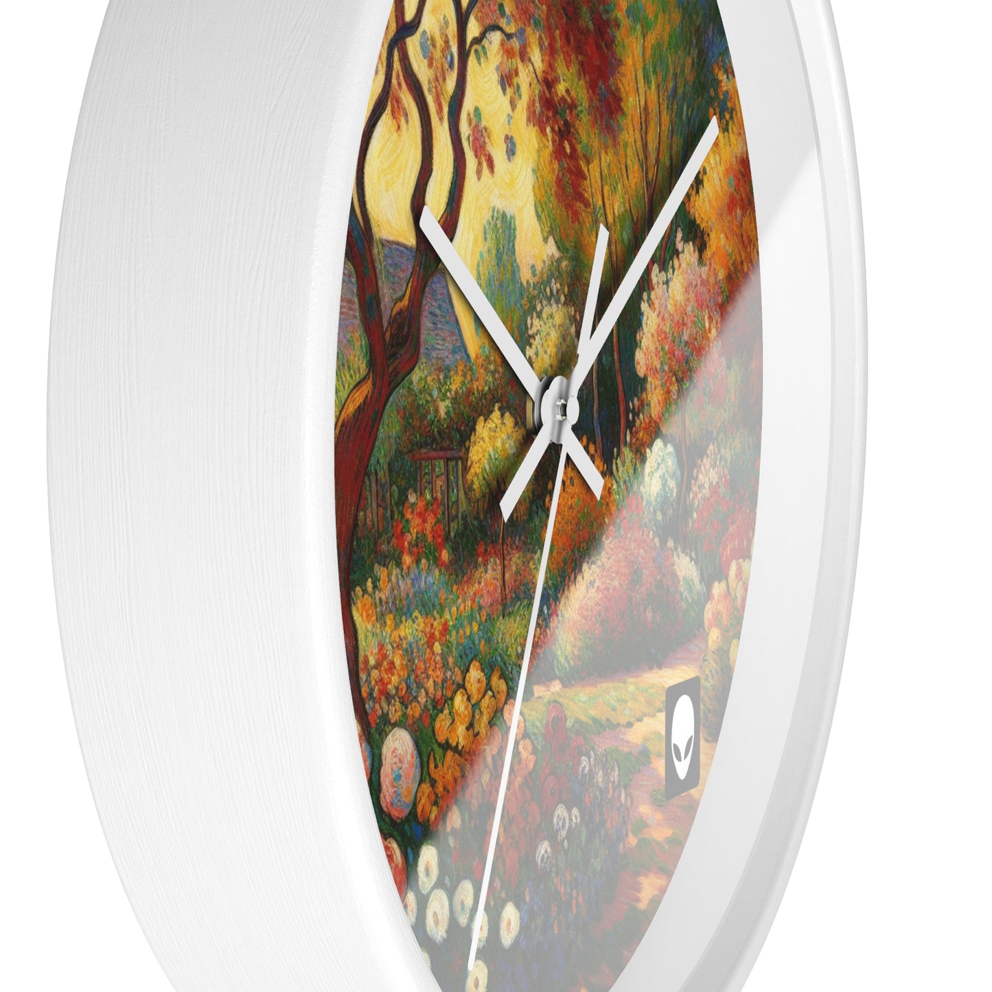 "Fauvist Garden Oasis" - Die Alien Wanduhr im Fauvismus Stil