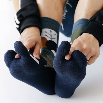 Men's Split Toe Cotton Mid-tube Socks