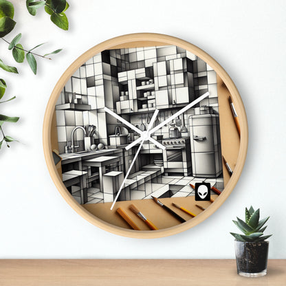 "Collage de cocina cubista" - El reloj de pared alienígena estilo cubismo