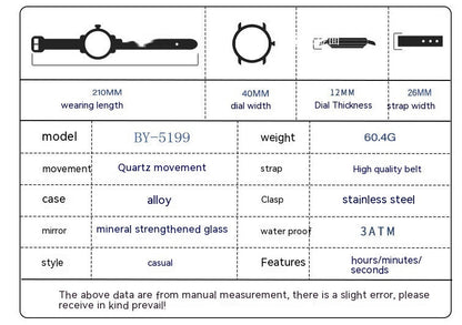 Reloj de Cuarzo para Hombres Moda Negocios Simplicidad Reloj de Pulsera de Marea Impermeable Reloj Calendario Hombres