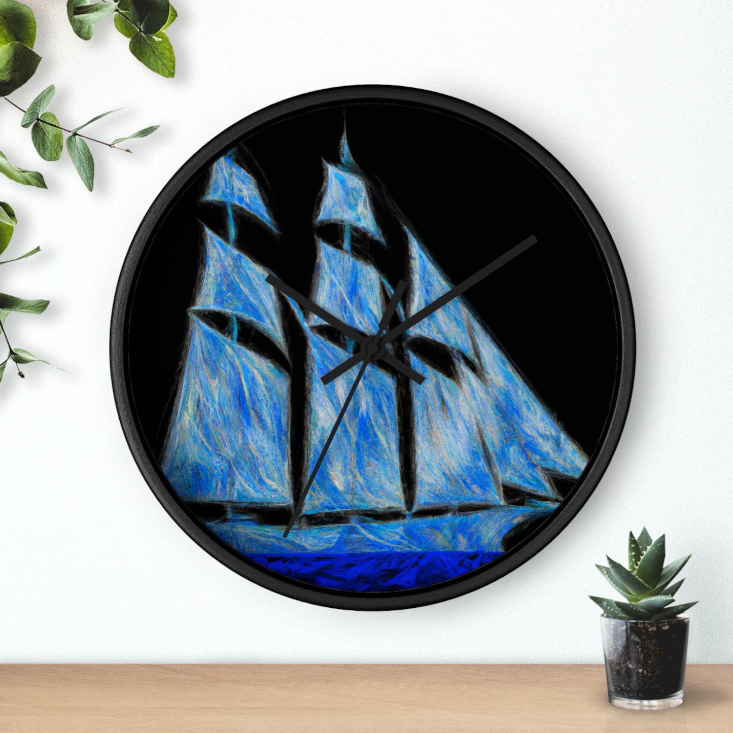 "El velero azul y las velas blancas: Una aventura de libertad en el mar" - The Alien Wall Clock