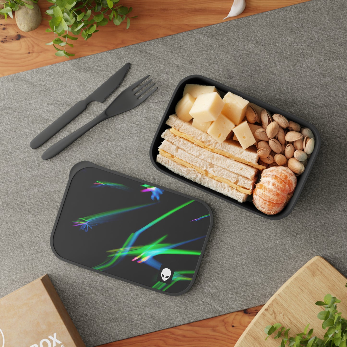 „Illuminated Splendor“ – Die umweltfreundliche PLA-Bento-Box von Alien mit Band und Utensilien