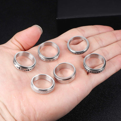 Drehbarer Spinnerring aus Edelstahl, Mondsterne, Ringe zur Linderung von Angstzuständen