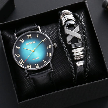 Conjunto de regalo de negocios de moda con reloj para hombre con cinturón de cuero