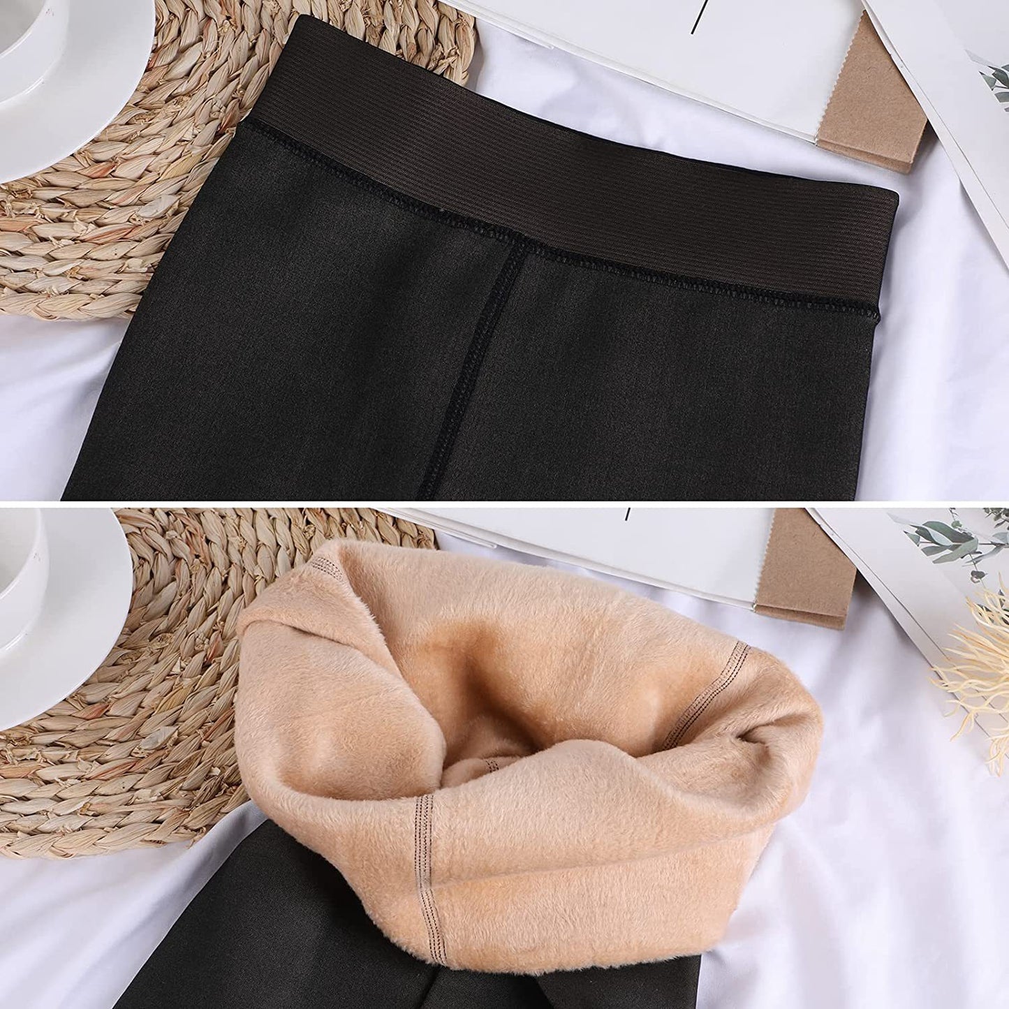 Leggings de seda negros gruesos para mujer, pantalones de una pieza
