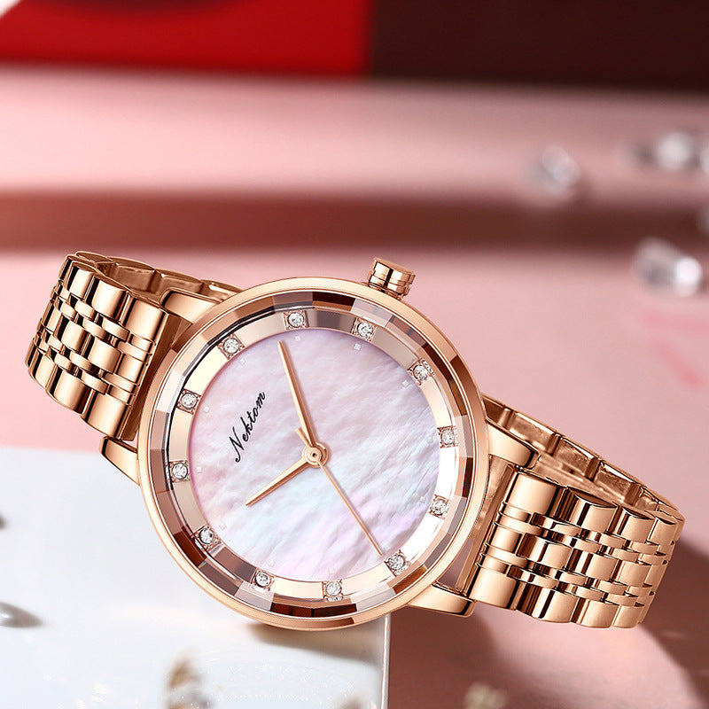 Reloj de mujer Reloj de cuarzo con diamantes de imitación simple Tendencia